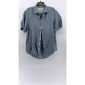 REPORT COLLECTION Men's Blue Linen Button-Up Shirt SZ L